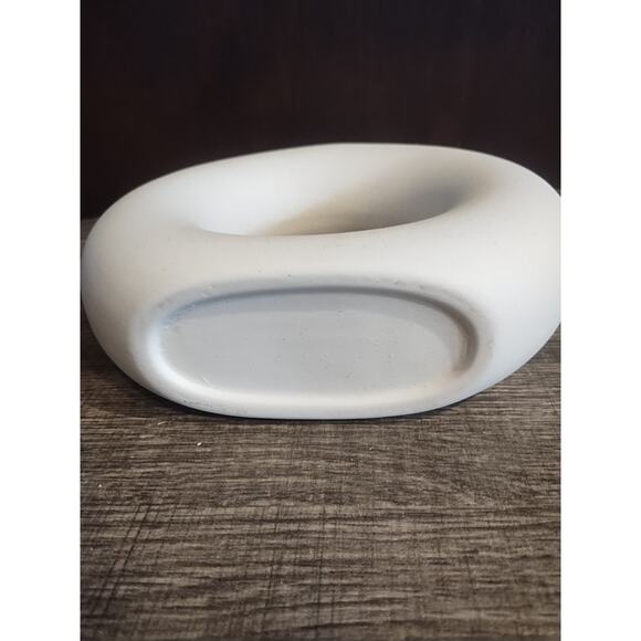 Zen Office Nordic Modern Scandi Vase Faux Stone Donut Flower Home Living Room - Picture 3 of 4